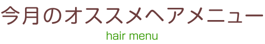 今月のオススメヘアメニュー